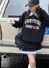 Bộ nỉ From Future Nabi dài tay cổ sơ mi kèm chân váy màu navy