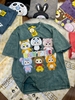 Áo phông XANH LÁ cotton cộc tay loang IOSTEE hình 6 bé Baby Three V3