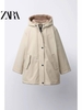 Áo khoác raincoat Zara lót lông 4 màu rêu, đen, be, tím