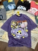 Áo phông TÍM cotton cộc tay loang IOSTEE Baby Three THỎ tím, gấu nâu