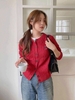 Áo len cardigan Who.a.u đỏ cài cúc cổ tròn