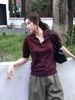 Áo len dệt polo cộc tay Zara đỏ đô Burgundy