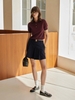Áo len dệt polo cộc tay Zara đỏ đô Burgundy