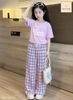 Bộ cộc tay tím Harriet’s Hikers quần kẻ caro dáng dài bé gái