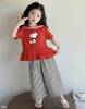 Bộ cộc tay Snoopy áo ĐỎ thủy thủ mix quần dài kẻ sọc Jam&Jenny