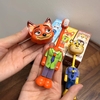 Set 3 bàn chải Zootopia có nắp cáo cam, báo vàng, thỏ tím