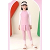 Bộ bơi Ylike màu hồng phối in chữ Shells quần váy, tay dài kéo khoá ngực