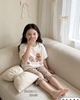 Bộ cotton lửng xuất Hàn 5 mẫu Gấu thỏ, Gấu xám, Nơ xinh, Hello Kitty, Gấu nơ hồng