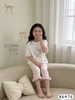 Bộ cotton lửng xuất Hàn 5 mẫu Gấu thỏ, Gấu xám, Nơ xinh, Hello Kitty, Gấu nơ hồng
