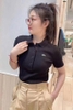 Áo polo cộc tay thun tăm Lacoste 2 màu trắng, đen
