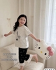 Bộ cotton lửng xuất Hàn 5 mẫu Gấu thỏ, Gấu xám, Nơ xinh, Hello Kitty, Gấu nơ hồng