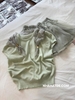 Bộ áo len dệt XANH CỐM mix khăn choàng kèm chân váy ren xòe