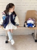 Áo khoác nỉ bomber kèm gấu màu xanh navy thỏ Judy, hồng Hello Kitty