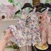 Váy lanh hai dây 6 mẫu cho bé gái