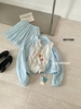 Bộ áo khoác gió chân váy bí 6 màu xanh đậm, xanh nhạt, vàng, hồng