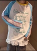 Áo cotton dài tay raglan ren phối xanh