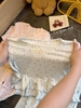 Set 2 bộ cotton dài tay đính nơ màu 2 màu xanh, hồng