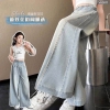 Quần jean suông viền ren size đại bé gái