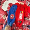 Set 2 bộ cotton dài tay Spiderman phối đỏ, trắng, xanh mix quần nỉ