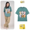 Áo phông XANH LÁ cotton cộc tay loang IOSTEE hình 6 bé Baby Three V3