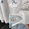 Áo nỉ thêu nổi 3D hình cún Hone Baby 2 màu tím và ghi