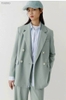Áo vest blazer 2 màu xanh và trắng ICICLE