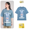 Áo phông 2 màu XÁM và XANH cotton cộc tay loang IOSTEE hình Baby Three THỎ