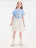 Áo phông cotton cộc tay bé gái hãng MQD 3 màu trắng, xanh, tím