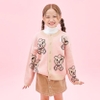 Áo khoác len cardigan gấu MLB 2 màu nâu be, hồng