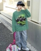 Bộ áo cotton Monster Truck xanh lá quần jeans ELAINE