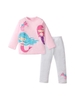 Bộ cotton mẫu tiên cá áo hồng quần legging màu ghi hãng Little Maven