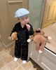 Bộ pyjama đen dài tay hoạ tiết vuông cho bé
