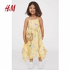 Váy maxi H&M 2 dây họa tiết bướm vàng và hoa nhí xanh