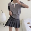 KGP - Áo Thom dệt kim 3 màu trắng, navy, ghi 2 dáng cổ