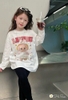 Bộ áo cotton trắng dài tay in hình Labubu quần legging đen Hi.Sun