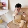 Bộ dài tay kẻ ngang 3 cúc 5 màu hồng, tím, vàng, xanh, đen