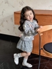 Áo khoác cardigan len họa tiết chú chó đính nơ tông ghi hồng
