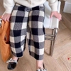 Quần caro đen trắng chất len ống loe cho bé gái