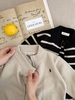 Áo khoác cardigan len cổ tròn kéo khóa polo 4 màu