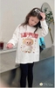 Bộ áo cotton trắng dài tay in hình Labubu quần legging đen Hi.Sun