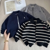 Áo khoác cardigan len cổ tròn kéo khóa polo 4 màu