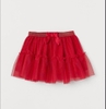 Chân váy voan mềm H&M nhũ lấp lánh cạp chun đính nơ 3 màu xanh, hồng, đỏ