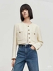 Áo khoác dạ tweed MO&Co màu trắng khuy vàng