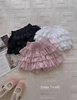 Chân váy ren 3 tầng GOGANG cạp bo chun smocked màu đen, hồng, trắng