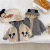 Áo khoác kaki mềm Mickey 2 mặt màu be nâu cho bé