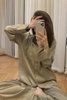 Pyjamas lụa xước gân 3 màu đen, tím, rêu cho nữ