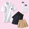 Chân váy kaki xếp ly bé gái 3 màu: xanh navy; nâu; đen size đại