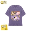 Áo phông TÍM cotton cộc tay loang IOSTEE Baby Three THỎ tím, gấu nâu