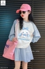 Bộ nỉ Cinnamoroll dài tay raglan trắng xanh kèm chân váy hãng Melisa