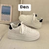 Giày Sneaker đế bánh mì cao 5 phân 2 màu trắng, trắng phối đen